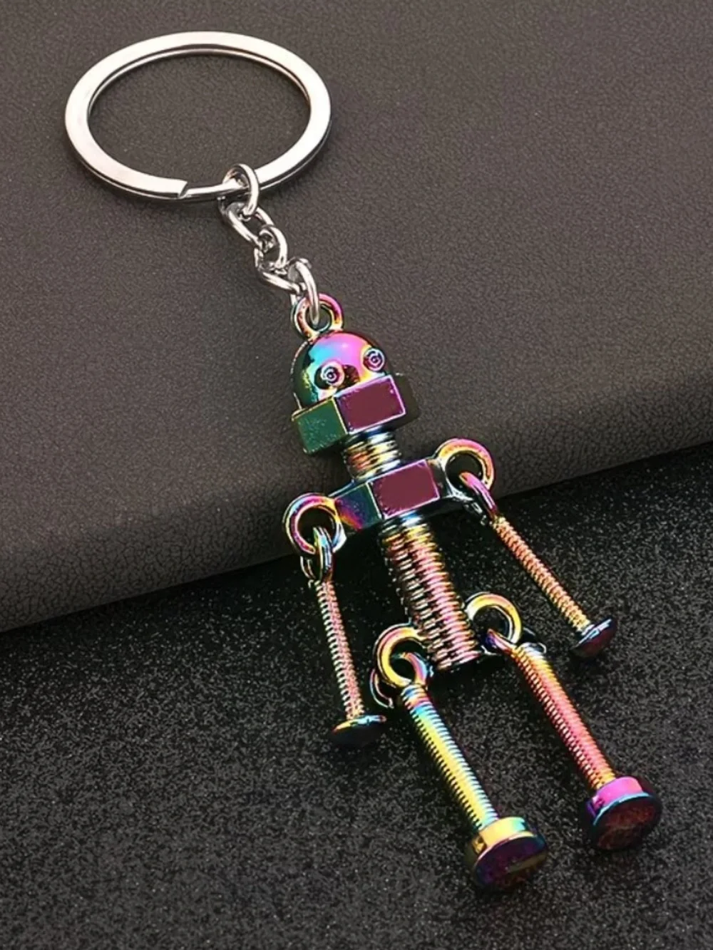 Vintage Handmade Steam Punk Metal Screw Robot Keychain Bag Charm - Multicolor